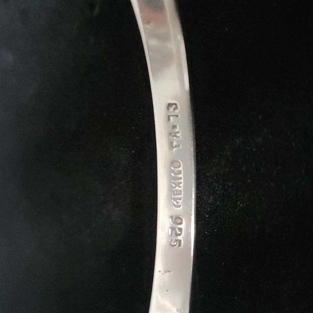 Solid Sterling Silver Latch Bracelet With Gold Ac… - image 2